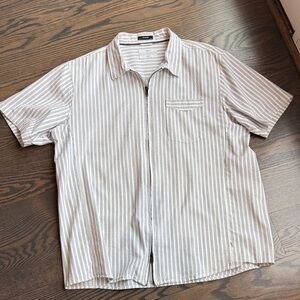 Tavik Men's Black on White S/S zip front Shirt XL